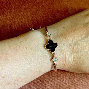 SET OF 2 Black and Rose Gold Clover bracelet